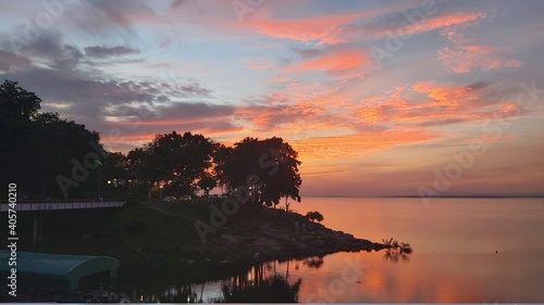 sunset over the lake