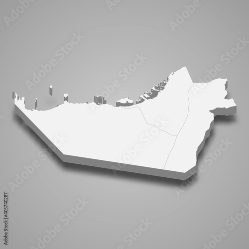 3d isometric map of Abu Dhabi is a Emirate of United Arab Emirates