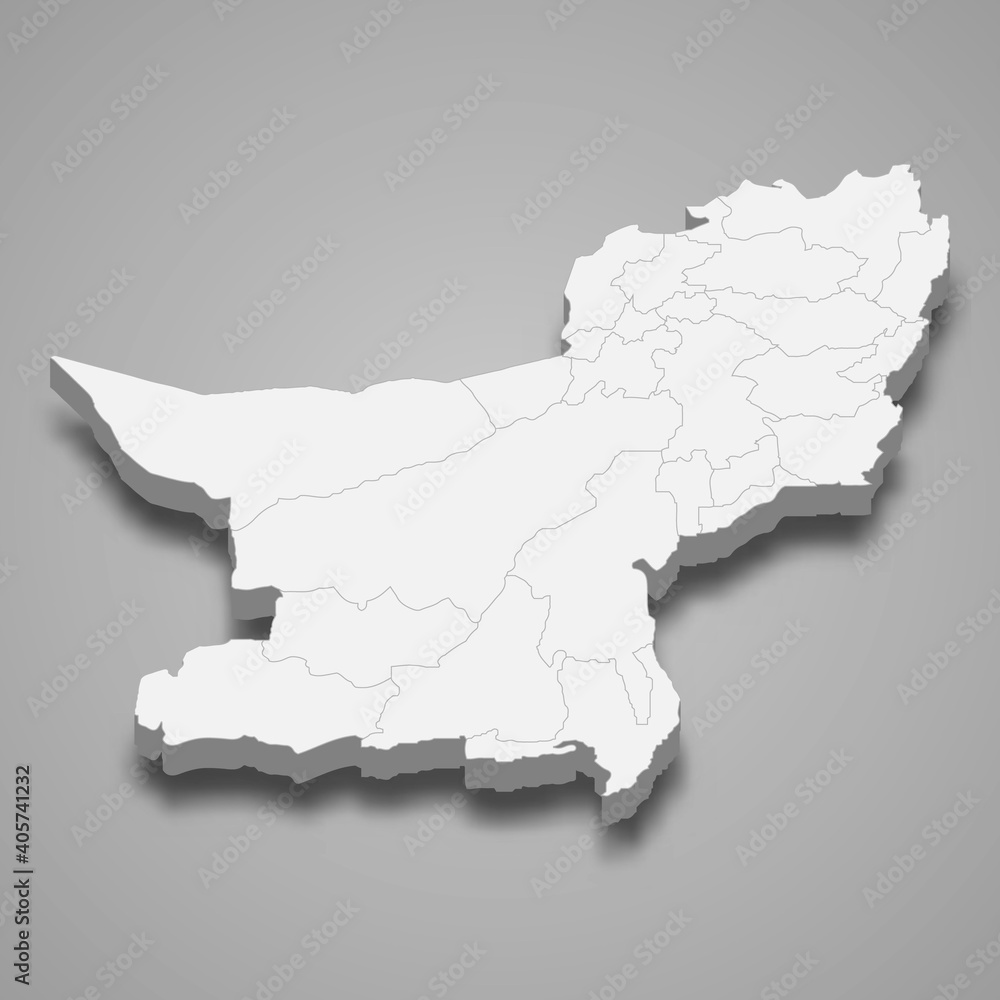 3d isometric map of Balochistan is a province of Pakistan