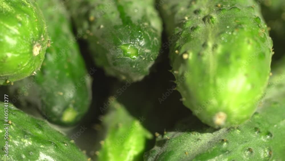 Rotation of a heap of ripe green cucumber Rotation of a heap of ripe green cucumber