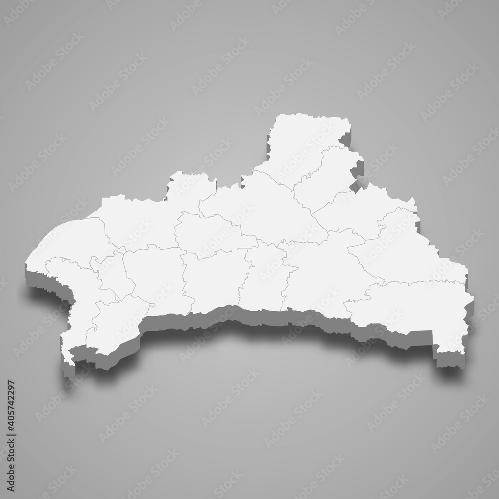 3d map of Brest Oblast is a region of Belarus