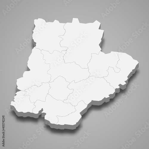 3d isometric map of Braganca is a district of Portugal