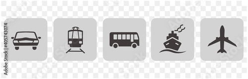 Simple vehicle and transportation icon set