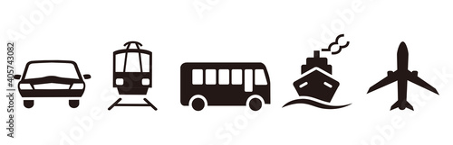 Simple vehicle and transportation icon set