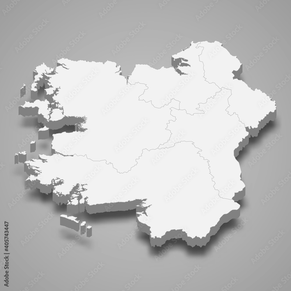 Fototapeta premium 3d isometric map of Connacht is a province of Ireland