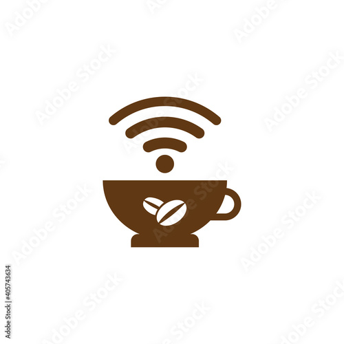 Coffee cup illustration wifi internet symbol design vector