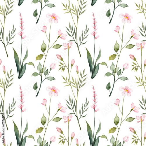 Seamless pattern with hand painted watercolor florals © Daria Doroshchuk