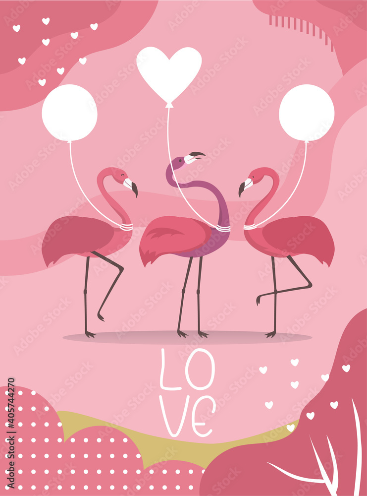 Fototapeta premium cute animals poster,Design for valentine's day ,template,cards,flamingo,Vector illustrations