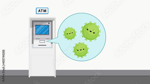 ATM machine vector. Virus on ATM machine. free space for text. wallpaper.