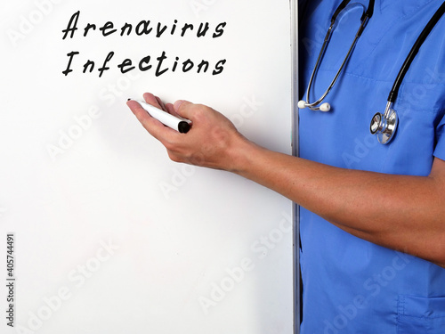 Health care concept meaning Arenavirus Infections with inscription on the sheet. photo