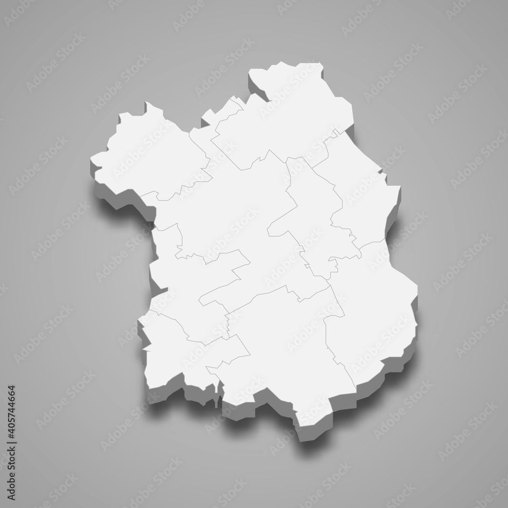 3d isometric map of Fejer is a county of Hungary