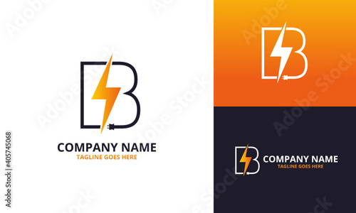 Flash initial letter B Logo Icon Template. Illustration vector graphic. Design concept Electrical Bolt and electric plugs With letter symbol. Perfect for corporate, more technology brand identity