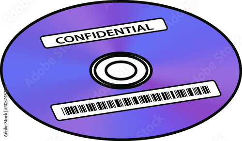 A blue/purple CD/DVD/RW disc with printed labels including a barcode.
