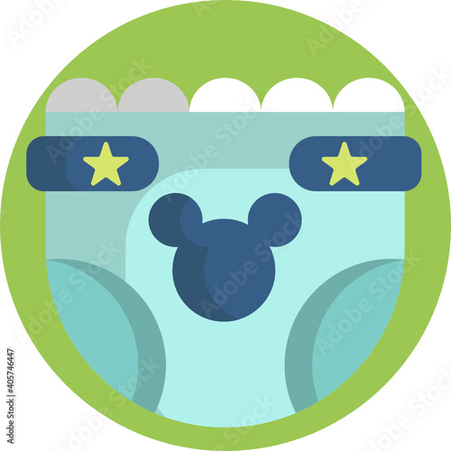 Cute baby colour icon. Diaper icon.
