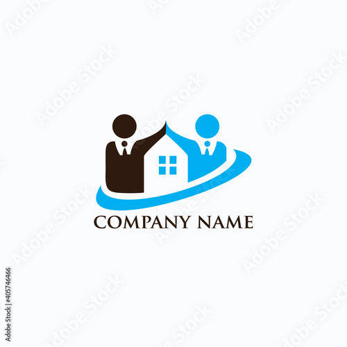 Real estate consultant logo design two people in the form of agreed icon