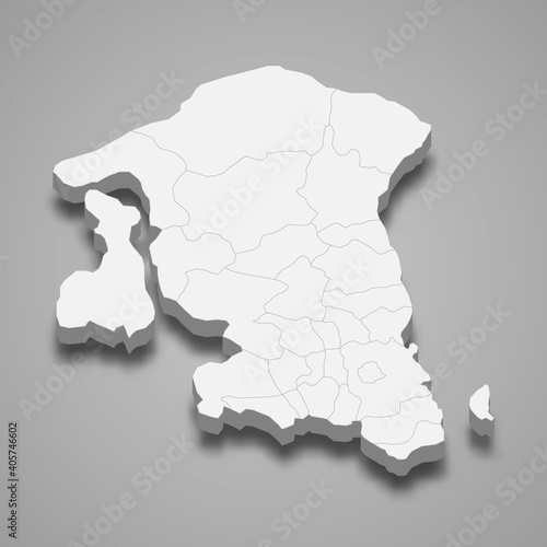 3d isometric map of Hovedstaden is a region of Denmark, vector illustration photo