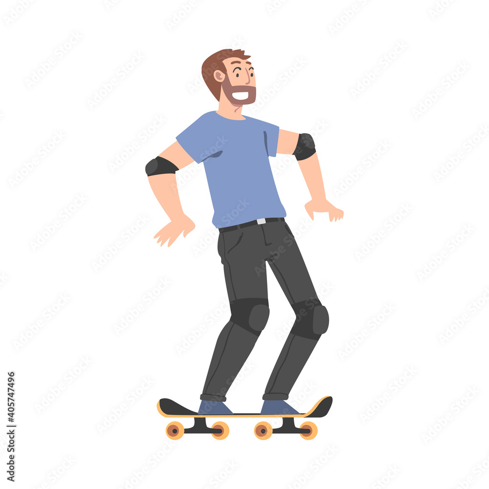 Young Man Riding Skateboard Cartoon Style Vector Illustration Young Man Riding Skateboard Cartoon Style Vector Illustration