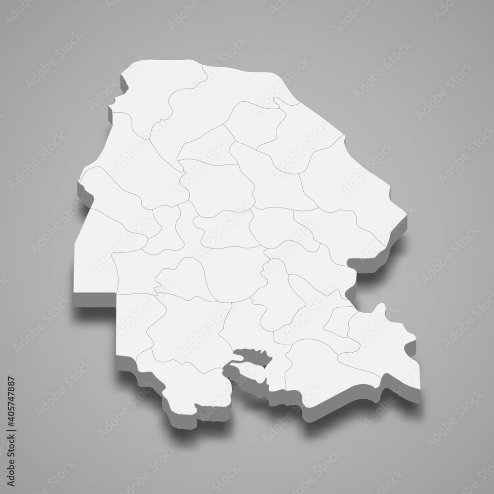 3d isometric map of Khuzestan is a province of Iran