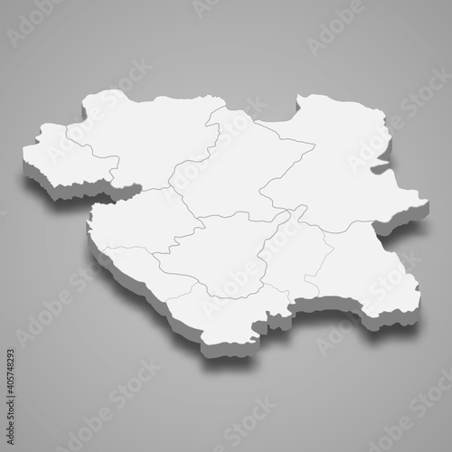 3d isometric map of Kurdistan is a province of Iran