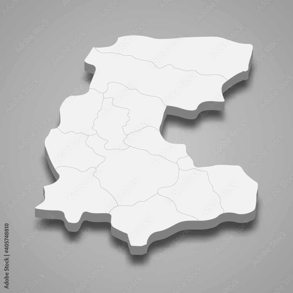 3d isometric map of Markazi is a province of Iran