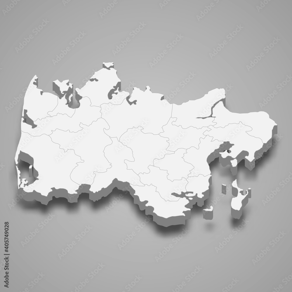3d isometric map of Midtjylland is a region of Denmark, vector illustration 3d isometric map of Midtjylland is a region of Denmark, vector illustration