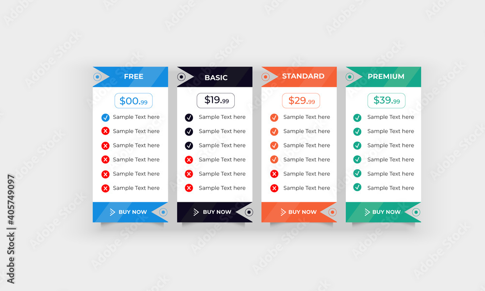 Pricing table design template