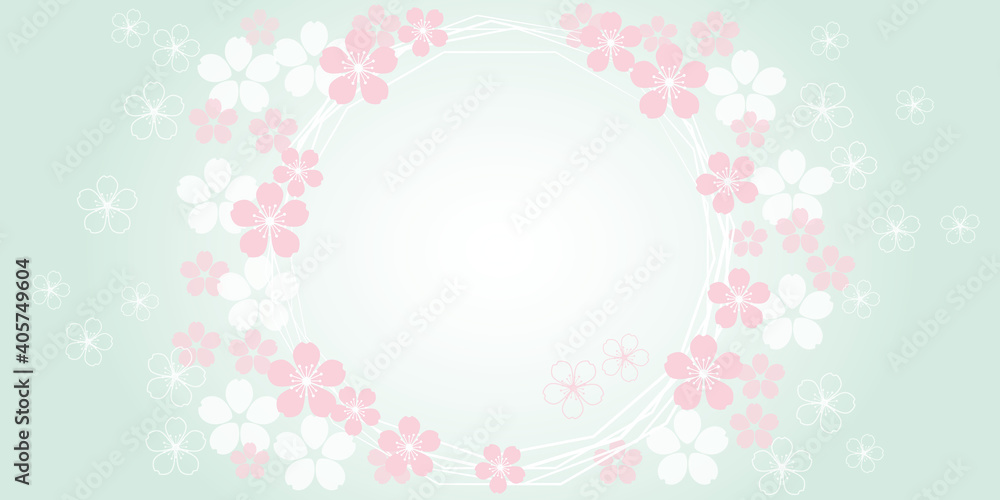 Cherry blossom illustration for spring event, promotion, web, banner and graphic design. Cherry blossom graphics. card, invitation, frame. Vector illustration. 桜イラスト、桜グラフィックデザイン、桜満開グラフィック