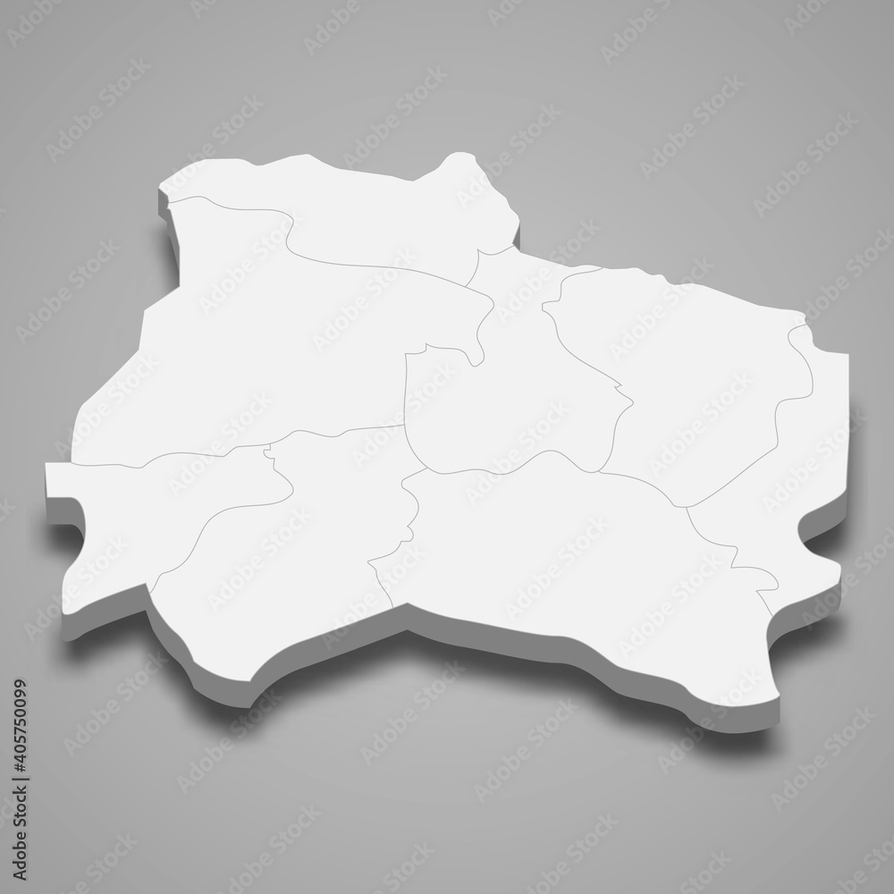 3d isometric map of North Khorasan is a province of Iran