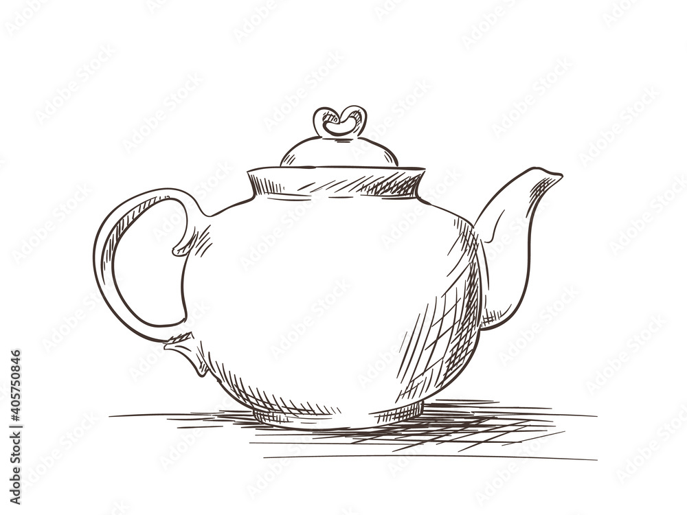 Tea kettle sketch  Wine painting Still life pencil shading Realistic  sketch