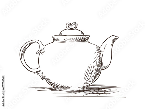 tea pot hand drawn vector isolated sketch