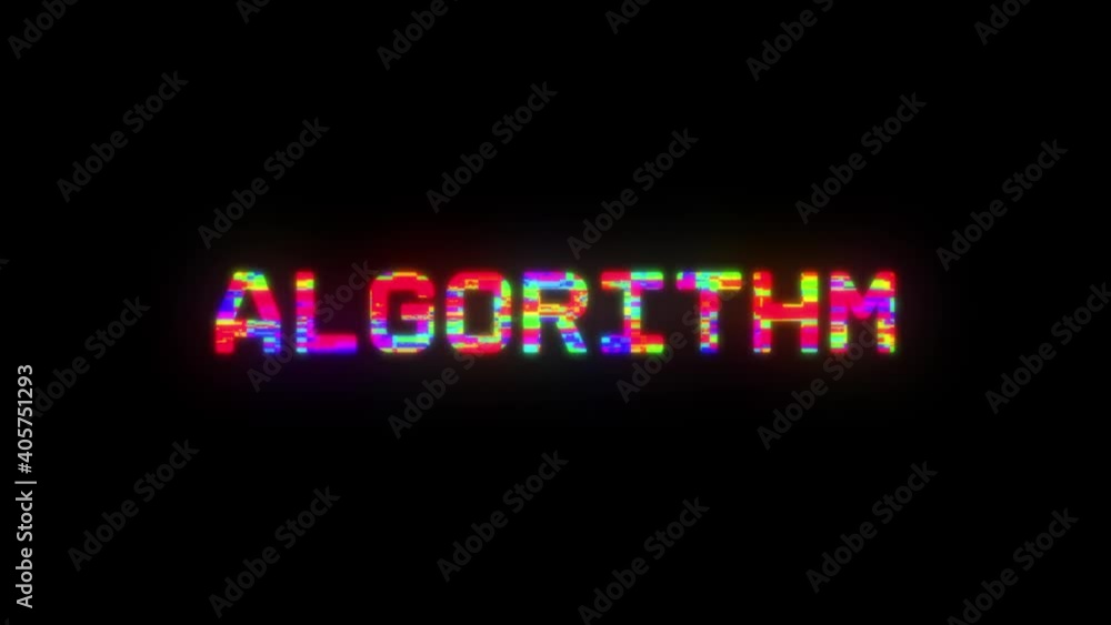 ALGORITHM animation vibrant neon colourful digital motion intro text on dark screen background ALGORITHM animation vibrant neon colourful digital motion intro text on dark screen background