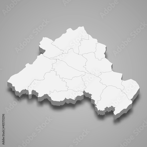 3d isometric map of Portalegre is a district of Portugal