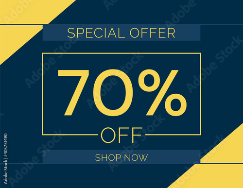 Sale special offer 70% off sign, 70 percent Discount sale minimal banner vector illustration