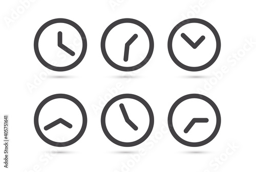 Clock icon isolated on white background. Flat design. Vector illustration.
