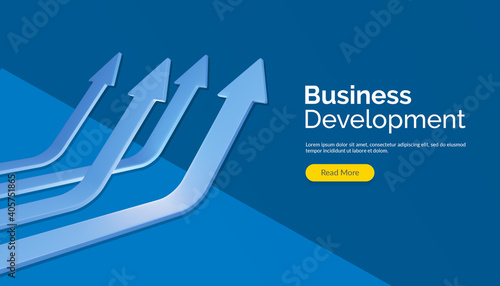 business arrow target direction concept to success. Finance growth vision stretching rising up. banner flat style illustration. Return on investment ROI. chart increase profit