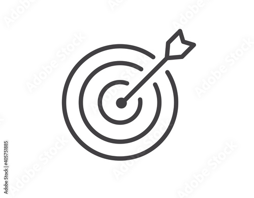 Target icon isolated on white background. Flat design. Symbol for web site and app ui. Vector illustration.