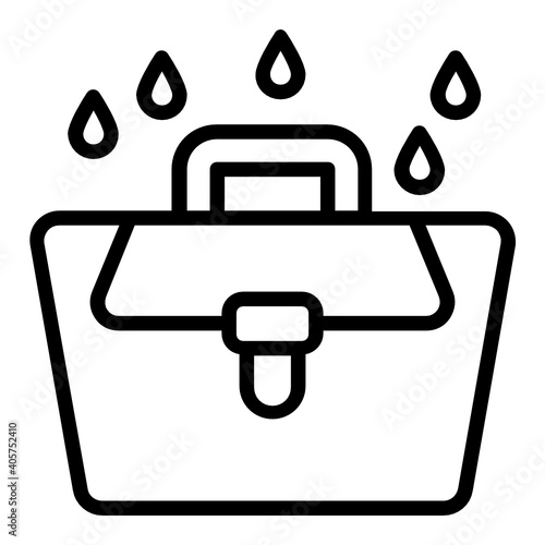 Water Proof Leather Bag Concept, Rainy Equipment Vector Icon Design, Wet season Symbol on white background, rainfall weather Sign,