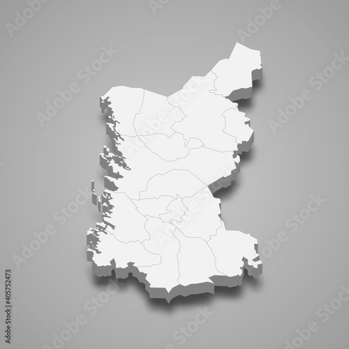 3d isometric map of Satakunta is a region of Finland