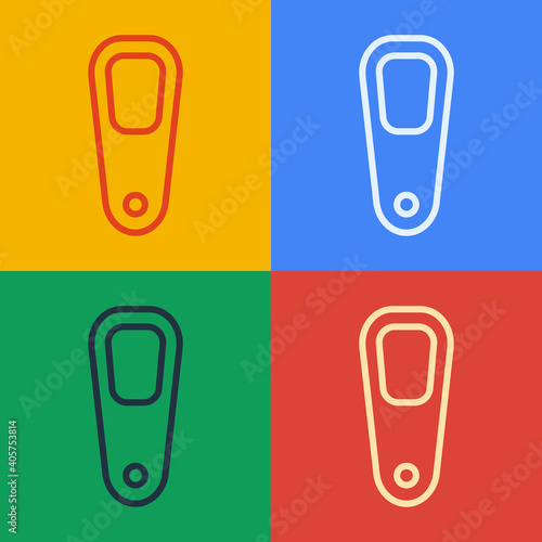 Pop art line Pumice for feet icon isolated on color background. Foot cleaning. Skin beauty cosmetology leg care. Vector.