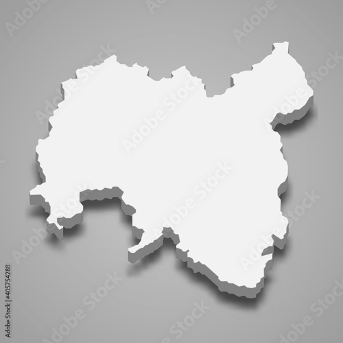 3d isometric map of Tolna is a county of Hungary, vector illustration