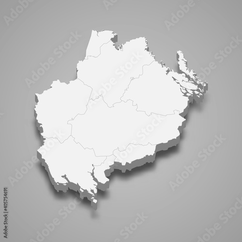 3d isometric map of Uppsala is a county of Sweden  vector illustration