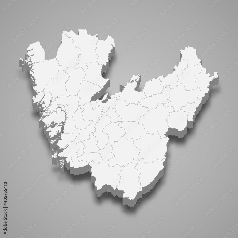 3d isometric map of Vastra Gotaland is a county of Sweden, vector illustration 3d isometric map of Vastra Gotaland is a county of Sweden, vector illustration