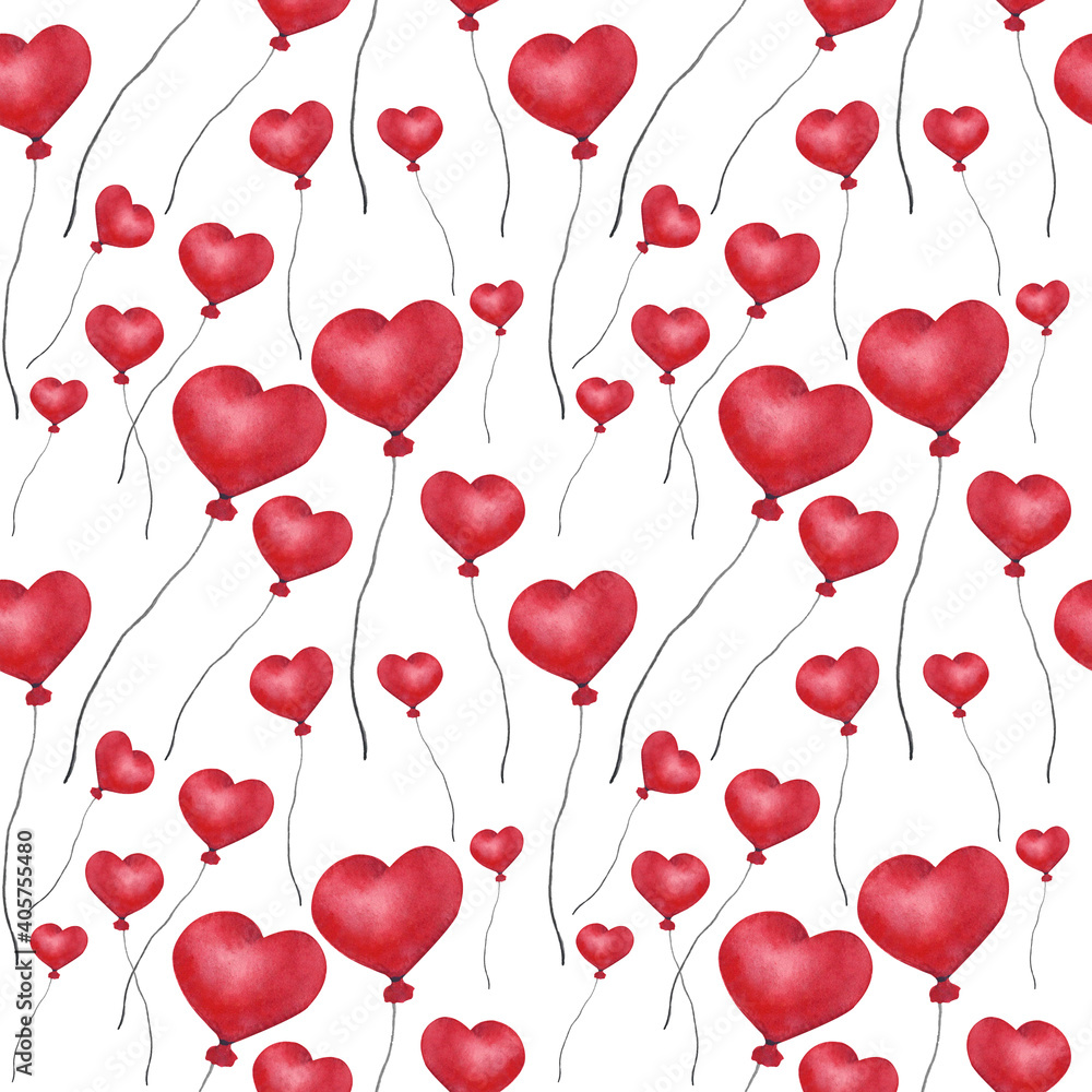 Valentine Day digital scrapbook paper. Watercolor Seamless patterns pack