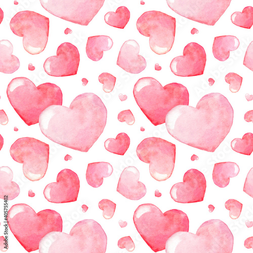 Valentine Day digital scrapbook paper. Watercolor Seamless patterns pack