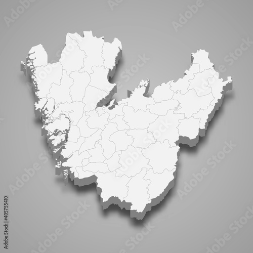 3d isometric map of Vastra Gotaland is a county of Sweden  vector illustration