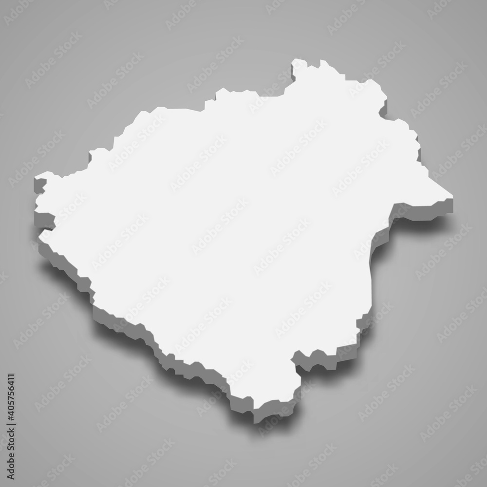 Fototapeta 3D izometryczna mapa Zala to hrabstwo Węgier, ilustracja wektorowa