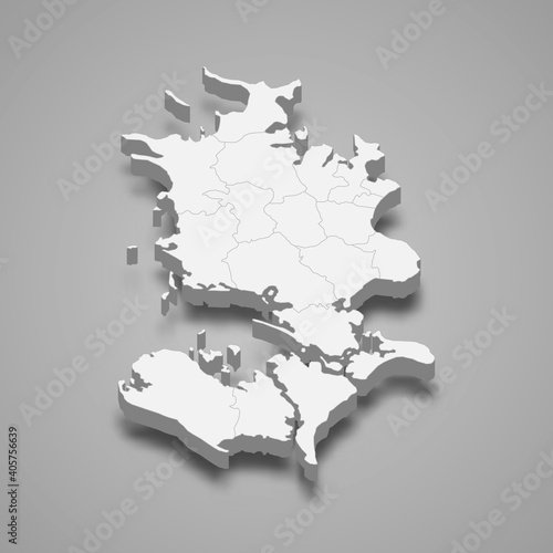 3d isometric map of Zealand is a region of Denmark