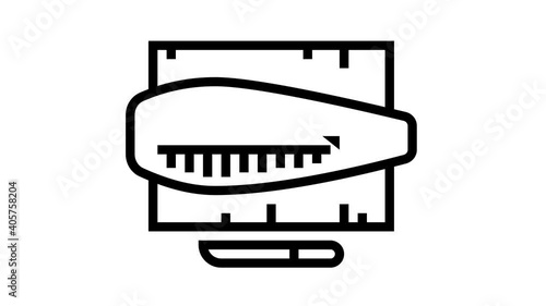 butchering tuna fish animated black icon. butchering tuna fish sign. isolated on white background