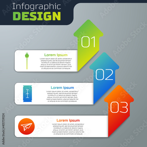 Set Opium poppy, Blade razor and Messenger. Business infographic template. Vector.