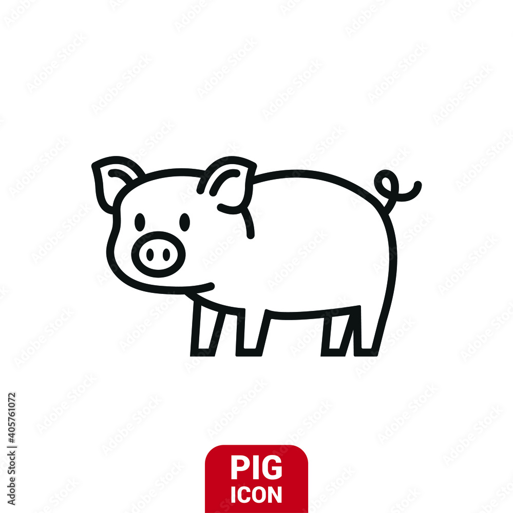 Vector image. Cerso icon. Image of a pretty pig. Vector image. Cerso icon. Image of a pretty pig.